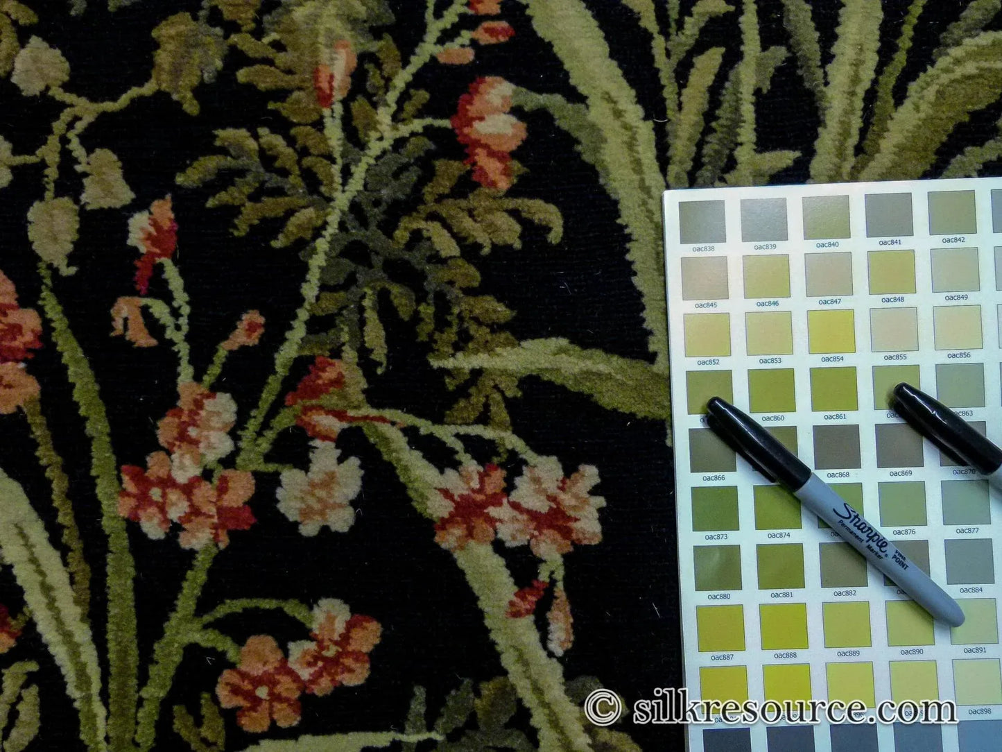 Stark Ialoveni Black 4'x6' Botanical Dutch Garden Nature Tulips Yarrow Dragonfly Pink Red Green MSRP USD 1200