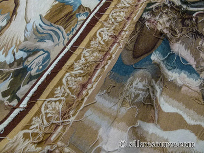 Stark Ilam in Linen 8'x11' 100% Wool Tapestry Poseidone God Of Ocean Amphitrite Goddess Horses Merman Seal Fish Huge MSRP USD 12000