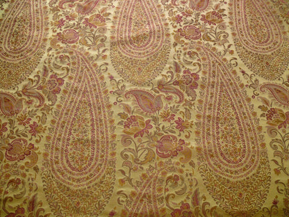by yard Custom Order By Yard Fab 100% Silk Lampas Cashmere Paisley "claret" Red Pink MSRP USD200+/yard
