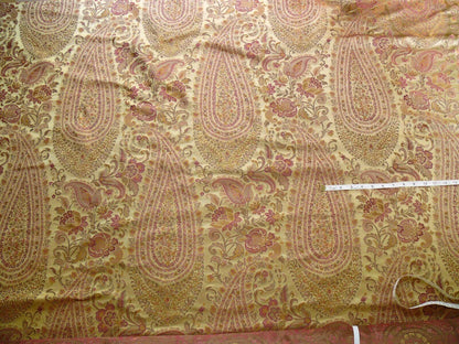 by yard Custom Order By Yard Fab 100% Silk Lampas Cashmere Paisley "claret" Red Pink MSRP USD200+/yard