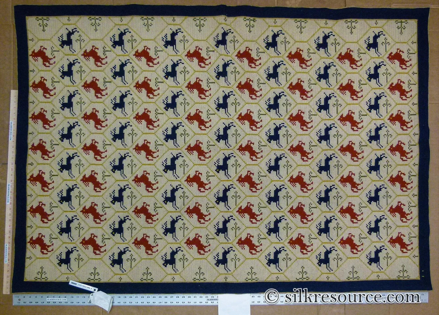 Stark Hopewell Bisque 4.3" X 6' 100% Wool Horses Equestrian Navy Red Mustard Cream MSRP USD 1500