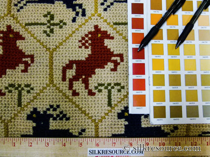 Stark Hopewell Bisque 4.3" X 6' 100% Wool Horses Equestrian Navy Red Mustard Cream MSRP USD 1500