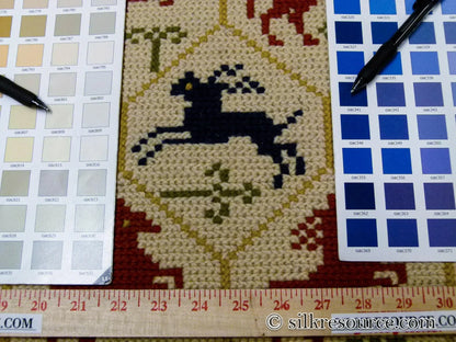 Stark Hopewell Bisque 4.3" X 6' 100% Wool Horses Equestrian Navy Red Mustard Cream MSRP USD 1500