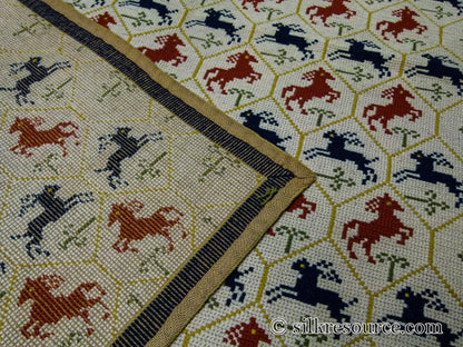 Stark Hopewell Bisque 4.3" X 6' 100% Wool Horses Equestrian Navy Red Mustard Cream MSRP USD 1500