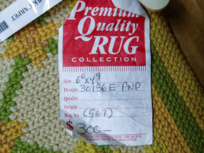 Stark Hartford Wheat 4'10" X 6' 5" Wool Flat Weave Rug Gold Wheat Green Yellow Spring! MSRP USD 1300