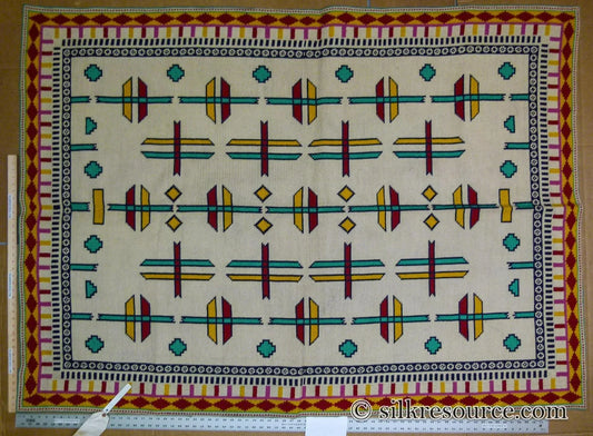 Stark Holyoke Bisque 4'10" X6'5" 100% Wool Rug South Western Quaker Art Blue Orange Red Green MSRP USD 1400