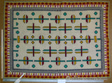 Stark Holyoke Bisque 4'10" X6'5" 100% Wool Rug South Western Quaker Art Blue Orange Red Green MSRP USD 1400