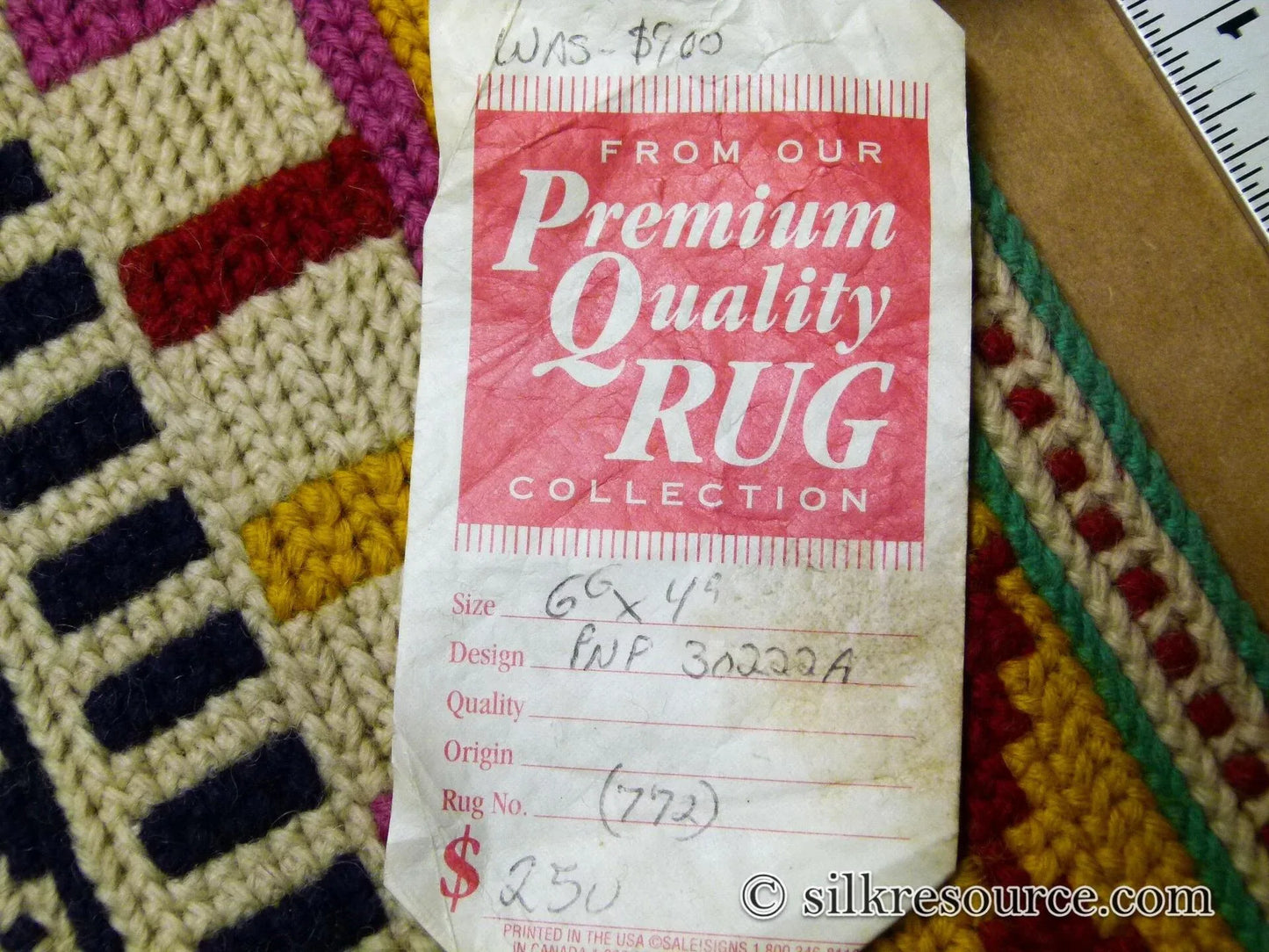 Stark Holyoke Bisque 4'10" X6'5" 100% Wool Rug South Western Quaker Art Blue Orange Red Green MSRP USD 1400