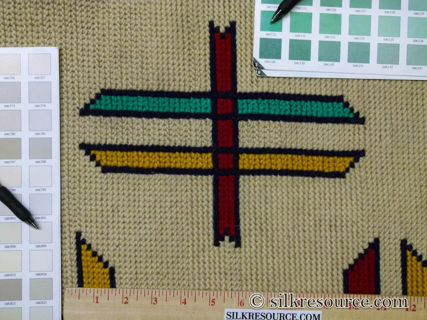 Stark Holyoke Bisque 4'10" X6'5" 100% Wool Rug South Western Quaker Art Blue Orange Red Green MSRP USD 1400