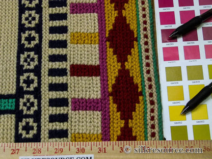 Stark Holyoke Bisque 4'10" X6'5" 100% Wool Rug South Western Quaker Art Blue Orange Red Green MSRP USD 1400