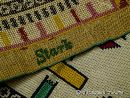 Stark Holyoke Bisque 4'10" X6'5" 100% Wool Rug South Western Quaker Art Blue Orange Red Green MSRP USD 1400