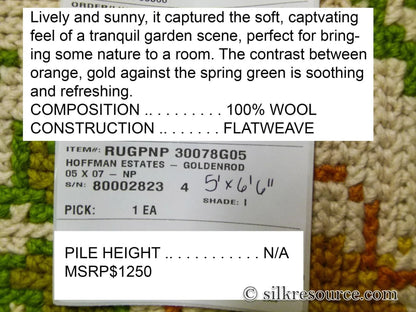 Stark Hoffman Estates Goldenrod 5'x6'6" Orange Gold Green Tulips Sunflowers Vines Foliage MSRP USD 1250