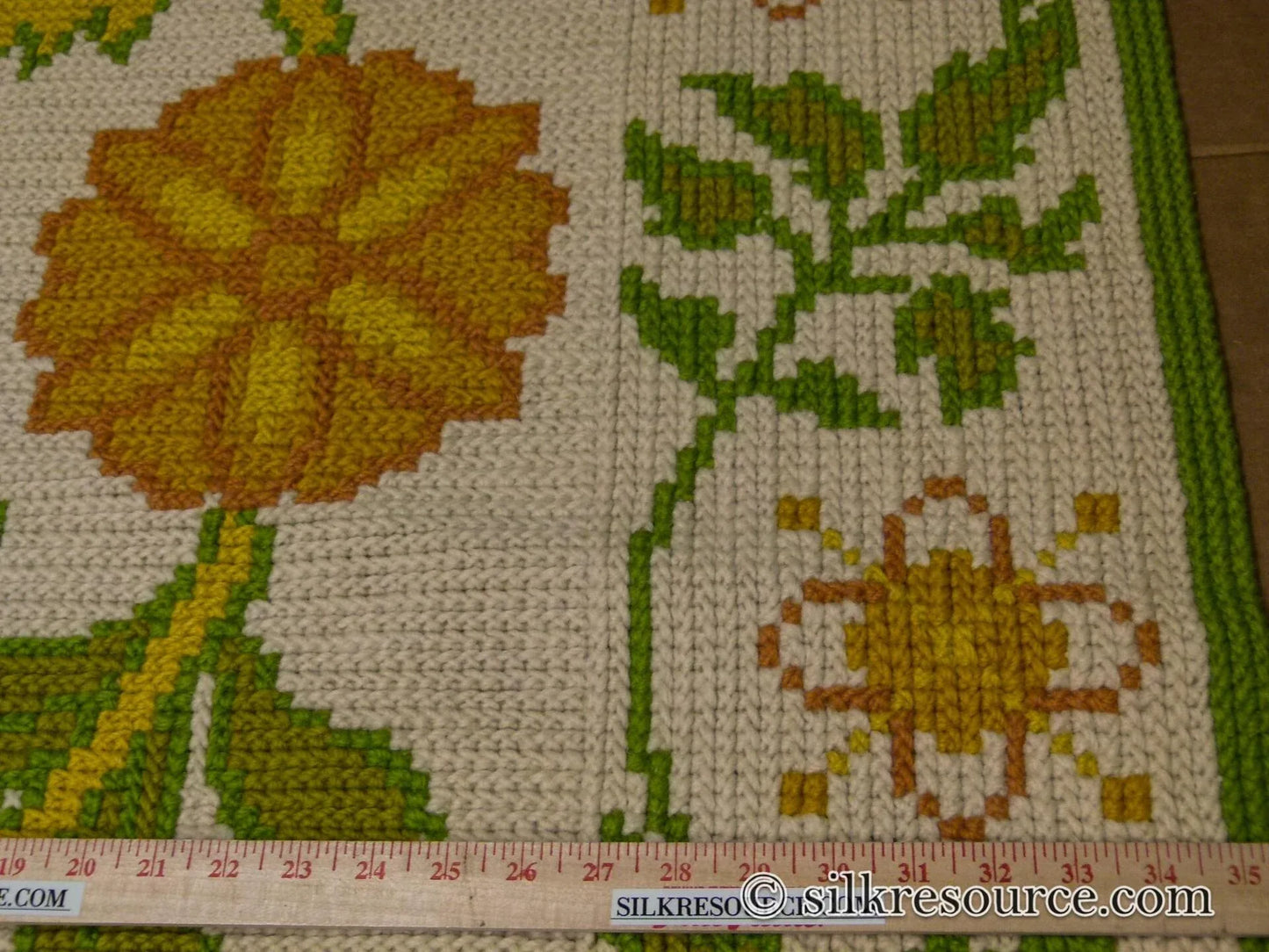 Stark Hoffman Estates Goldenrod 5'x6'6" Orange Gold Green Tulips Sunflowers Vines Foliage MSRP USD 1250