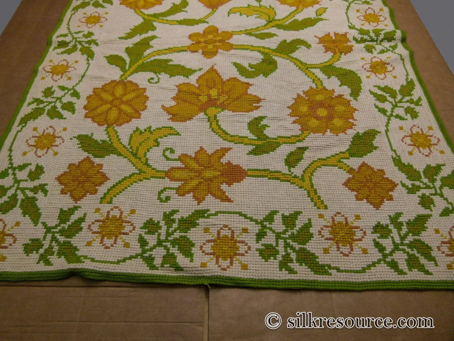 Stark Hoffman Estates Goldenrod 5'x6'6" Orange Gold Green Tulips Sunflowers Vines Foliage MSRP USD 1250