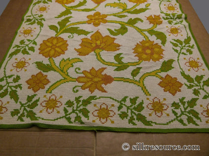 Stark Hoffman Estates Goldenrod 5'x6'6" Orange Gold Green Tulips Sunflowers Vines Foliage MSRP USD 1250