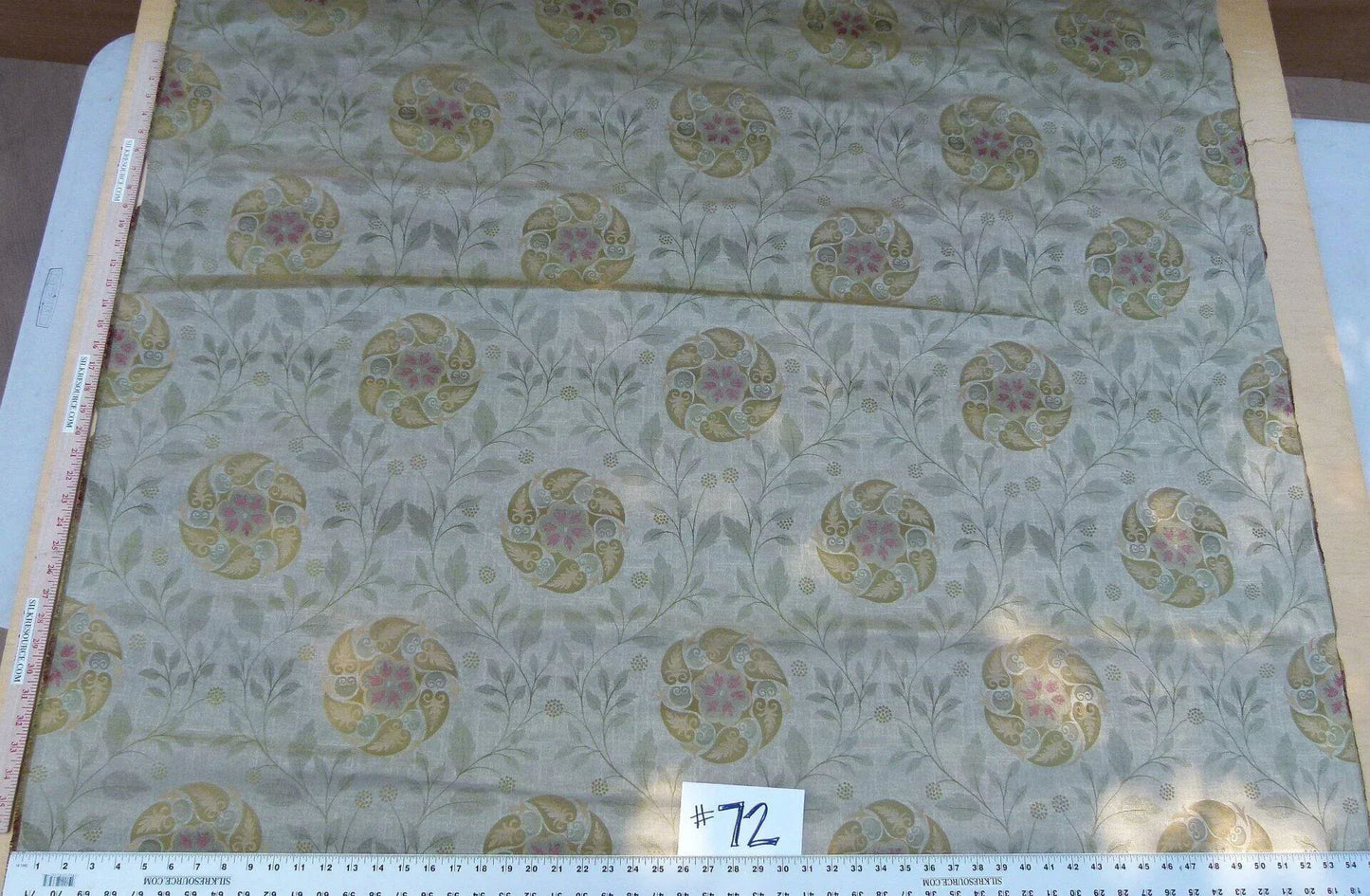 S Harris "tobago" Silk Lampas Light Antique Gold With Green Art Deco MSRP USD 188+/Y