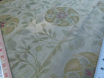 S Harris "tobago" Silk Lampas Light Antique Gold With Green Art Deco MSRP USD 188+/Y