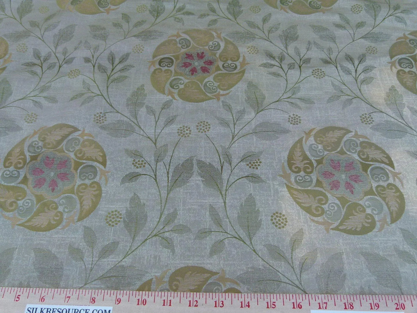 S Harris "tobago" Silk Lampas Light Antique Gold With Green Art Deco MSRP USD 188+/Y