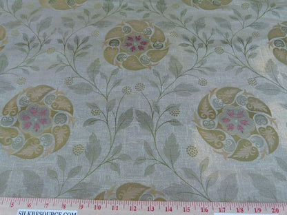 S Harris "tobago" Silk Lampas Light Antique Gold With Green Art Deco MSRP USD 188+/Y