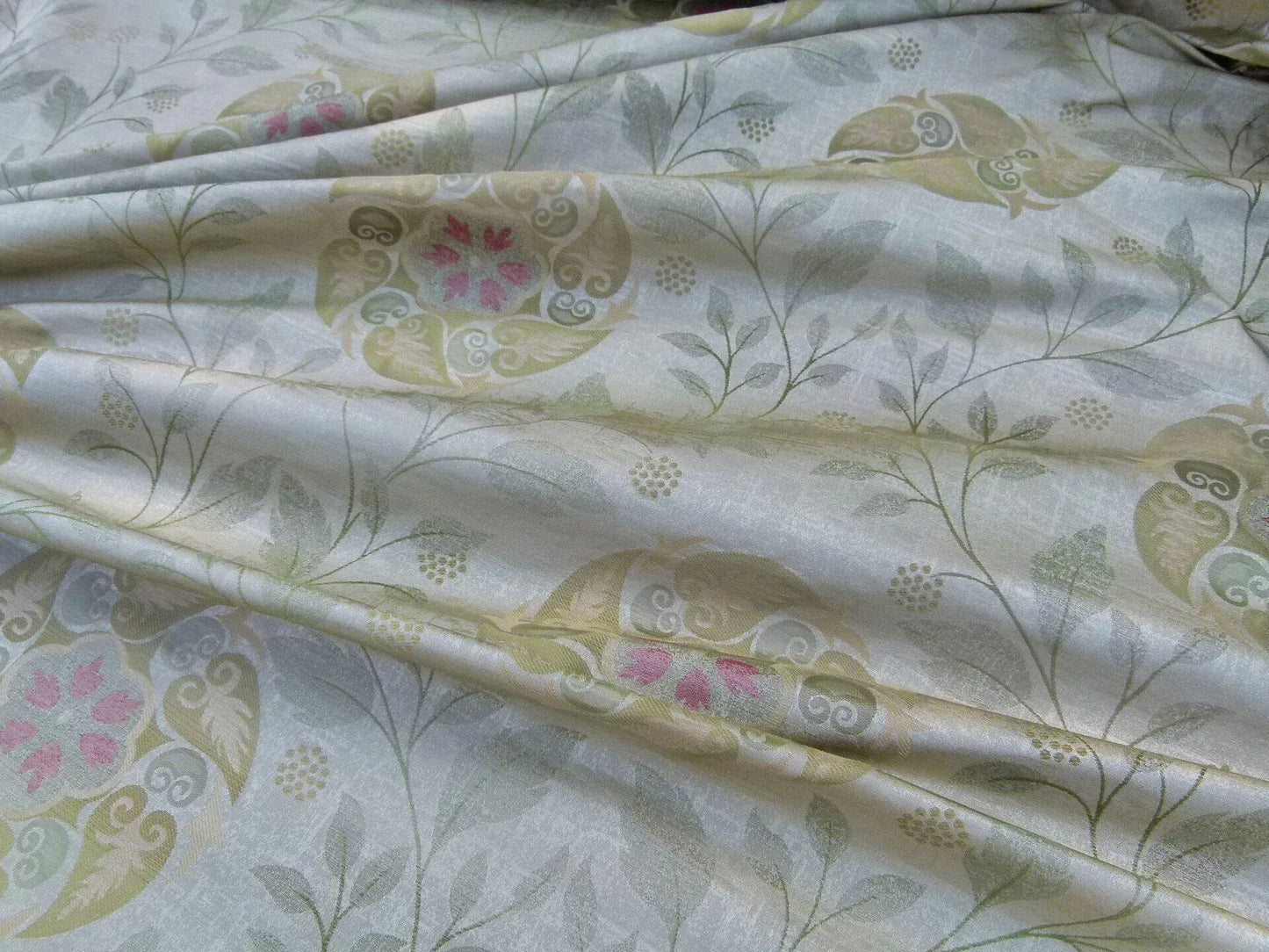 S Harris "tobago" Silk Lampas Light Antique Gold With Green Art Deco MSRP USD 188+/Y