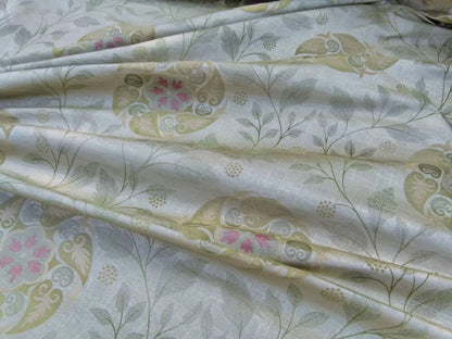 S Harris "tobago" Silk Lampas Light Antique Gold With Green Art Deco MSRP USD 188+/Y