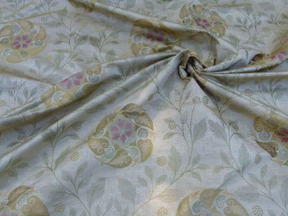 S Harris "tobago" Silk Lampas Light Antique Gold With Green Art Deco MSRP USD 188+/Y