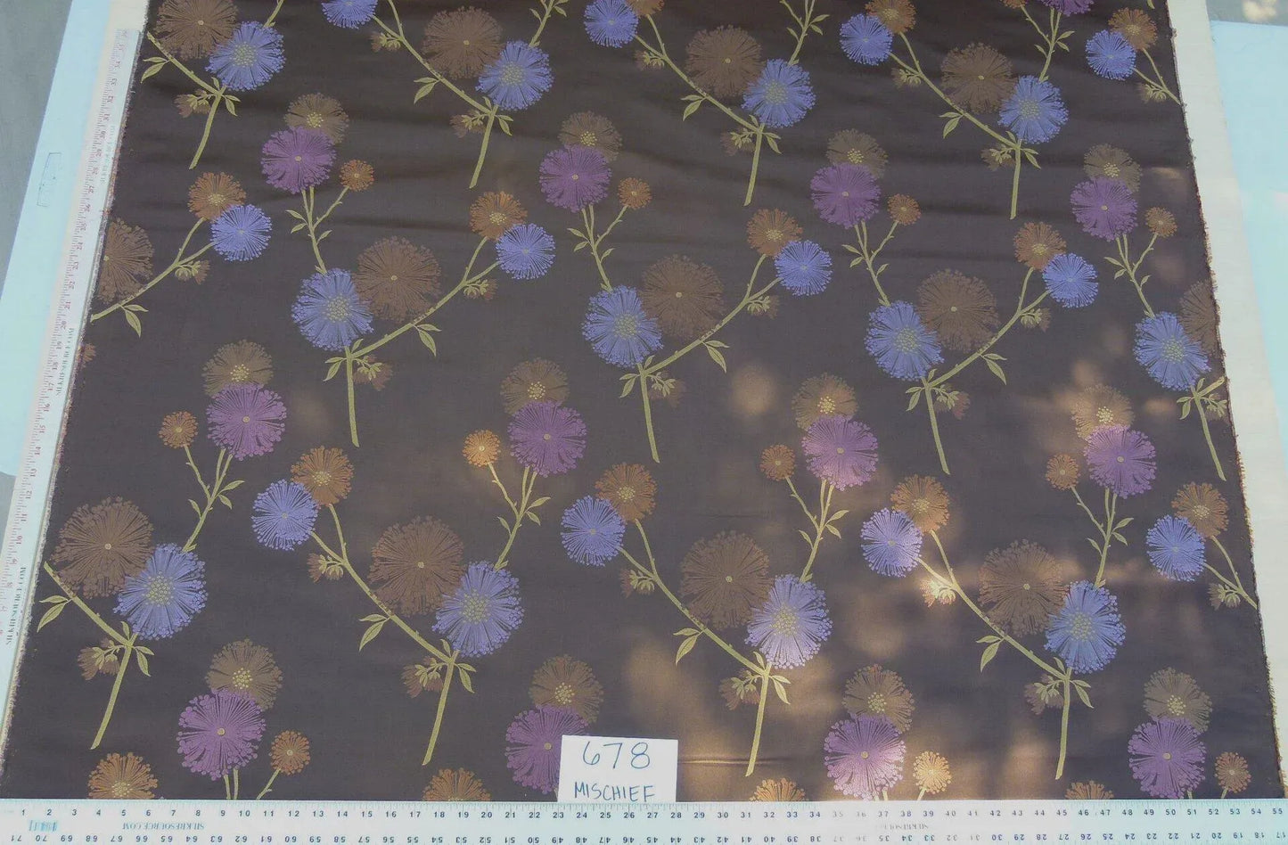 Stunner! 100% Silk Lampas Satin Mod Branch Tree "Mischief" Deep Brown