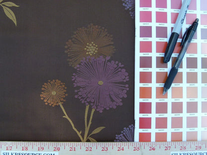 Stunner! 100% Silk Lampas Satin Mod Branch Tree "Mischief" Deep Brown