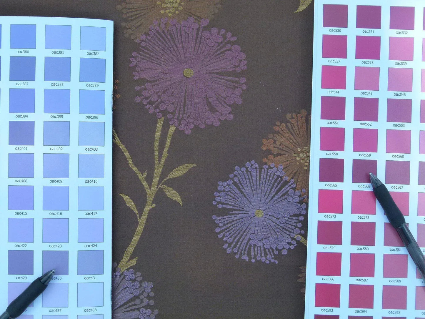 Stunner! 100% Silk Lampas Satin Mod Branch Tree "Mischief" Deep Brown