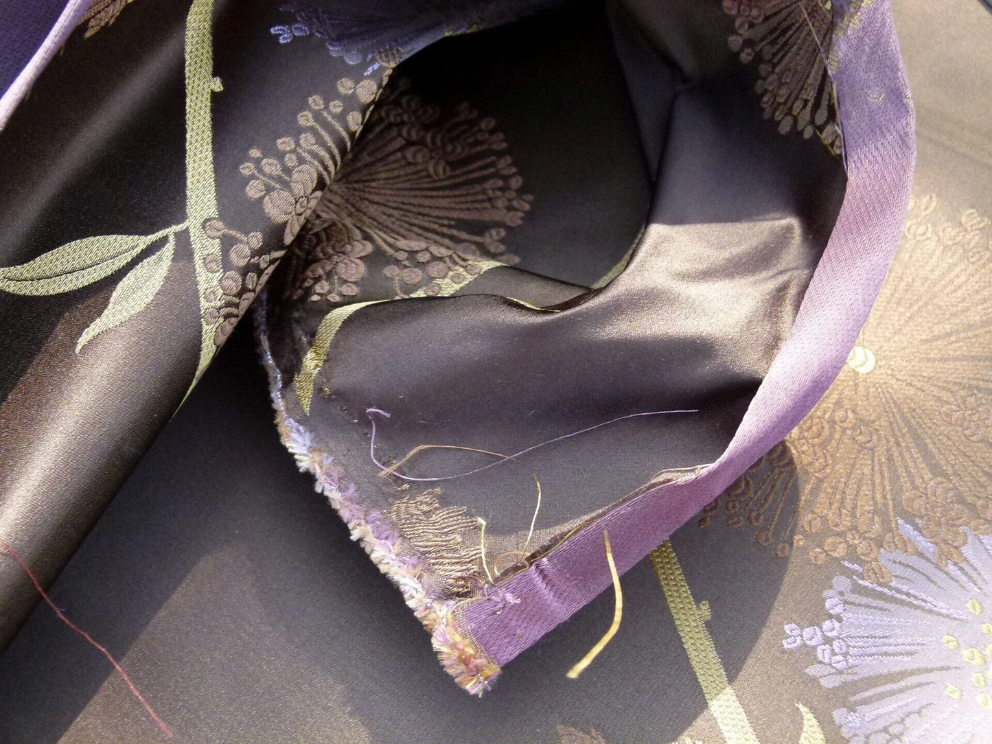 Stunner! 100% Silk Lampas Satin Mod Branch Tree "Mischief" Deep Brown