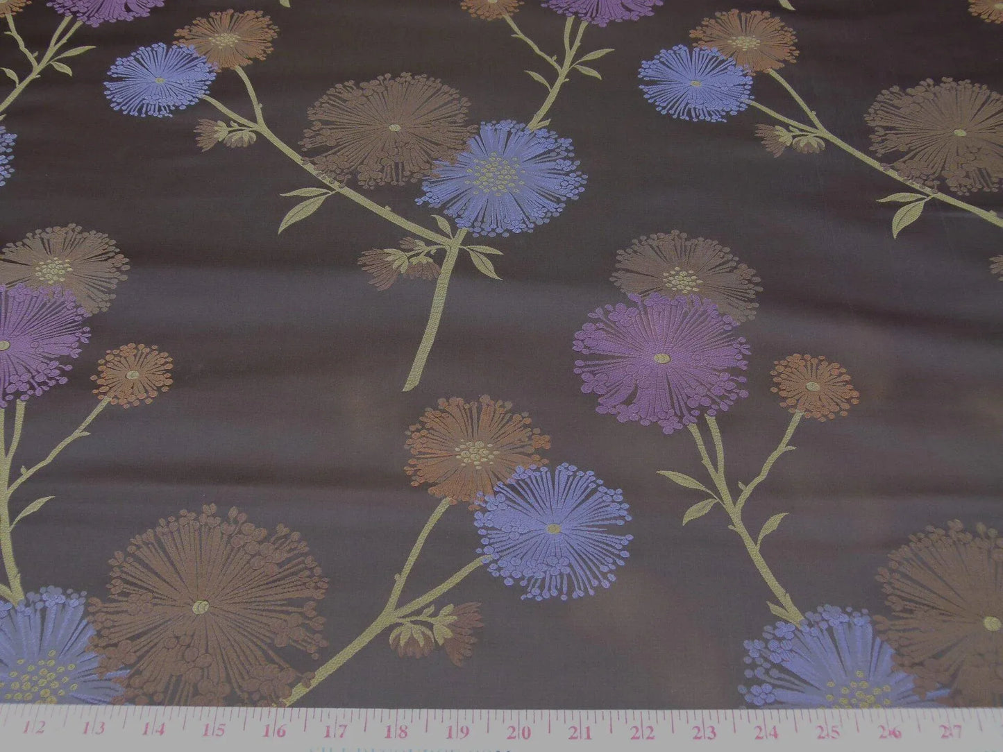 Stunner! 100% Silk Lampas Satin Mod Branch Tree "Mischief" Deep Brown