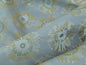 Zoom Lime Green Daisy Flower On Grey Pale Blue 100% Silk - By The Yard