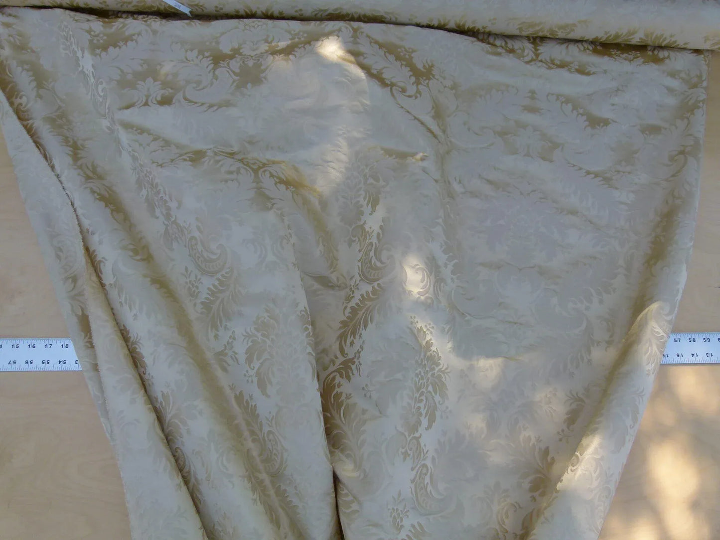 100% Silk Damask Classy Lotus Blond Beige Tan Gold MSRP USD 278/y