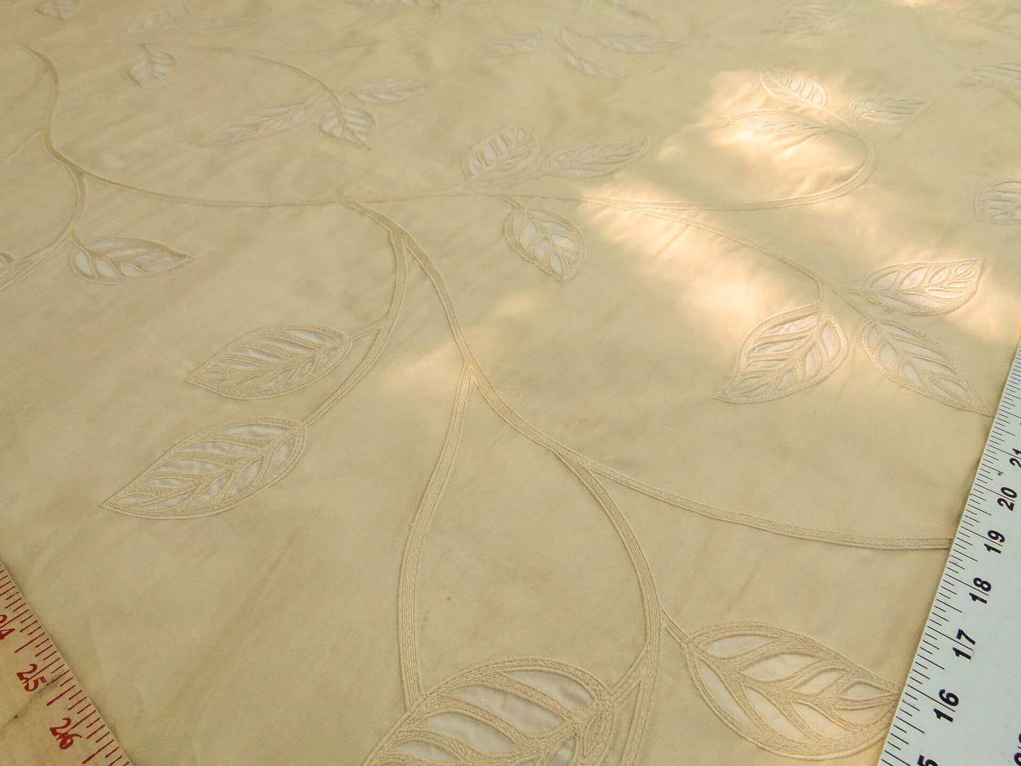By Yd Kravet Overlay Silk Vine In Honey Cream White Double Silk Organza with Embroidery MSRP USD 250/y