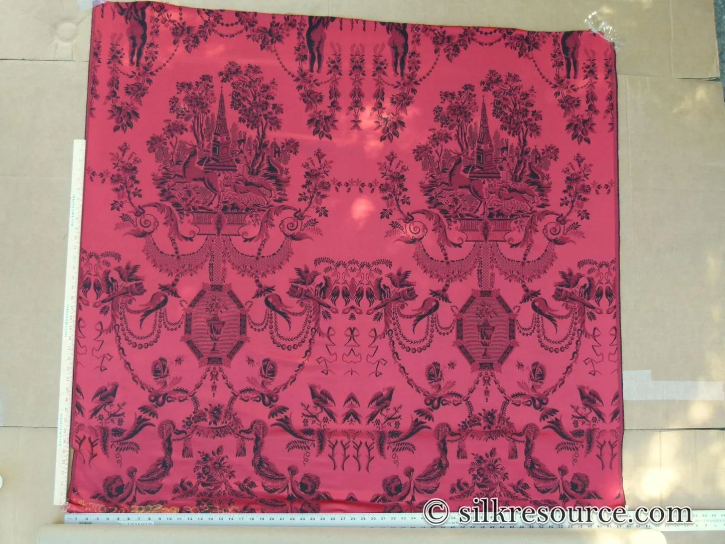 1.4Y Scalamandre LOUIS XVI - TREVIRA CS RED &amp; BLACK  Damask Historic Monticello MSRP$730