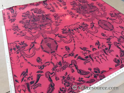 1.4Y Scalamandre LOUIS XVI - TREVIRA CS RED &amp; BLACK  Damask Historic Monticello MSRP$730