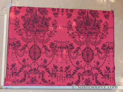1.1Y Scalamandre Louis XVI - Trevira CS Red and Black Damask Historic Monticello MSRP 575