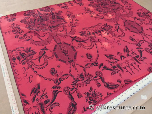 1.1Y Scalamandre Louis XVI - Trevira CS Red and Black Damask Historic Monticello MSRP 575