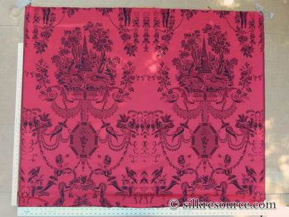 1.25y Scalamandre Louis XVI - Trevira Cs Red &amp; Black  Damask Historic Monticello MSRP USD 575