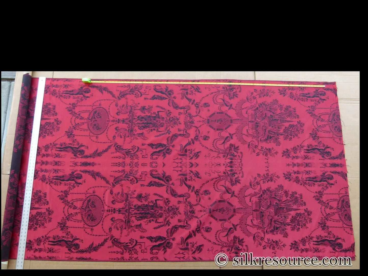 Scalamandre Louis Xvi - Trevira Cs Red &amp; Black  Damask Historic Monticello MSRP USD 1102/Vertical Repeat (76")