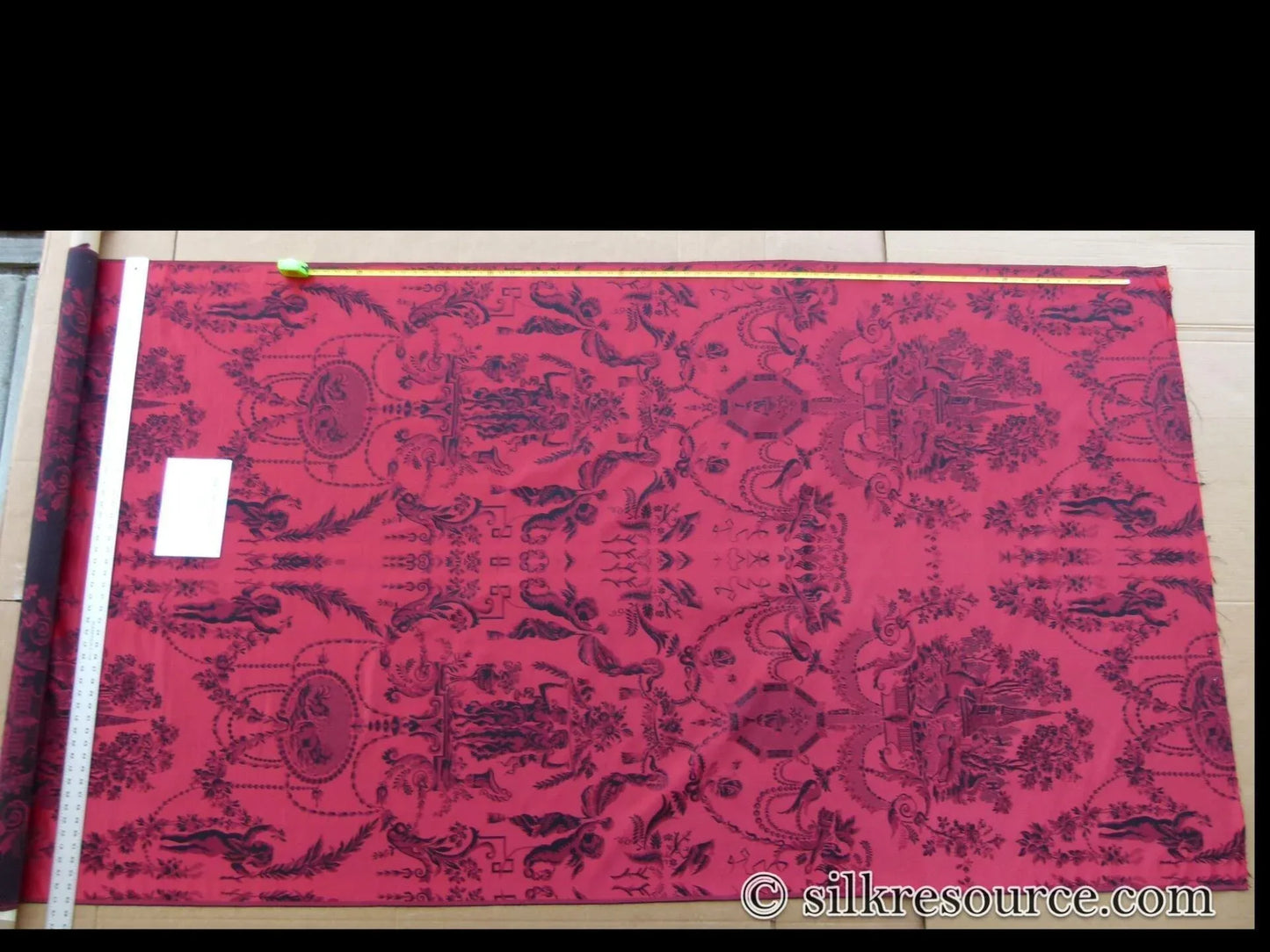 Scalamandre Louis Xvi - Trevira Cs Red &amp; Black  Damask Historic Monticello MSRP USD 1102/Vertical Repeat (76")