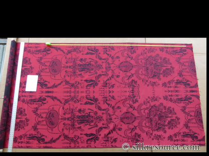 Scalamandre Louis Xvi - Trevira Cs Red &amp; Black  Damask Historic Monticello MSRP USD 1102/Vertical Repeat (76")