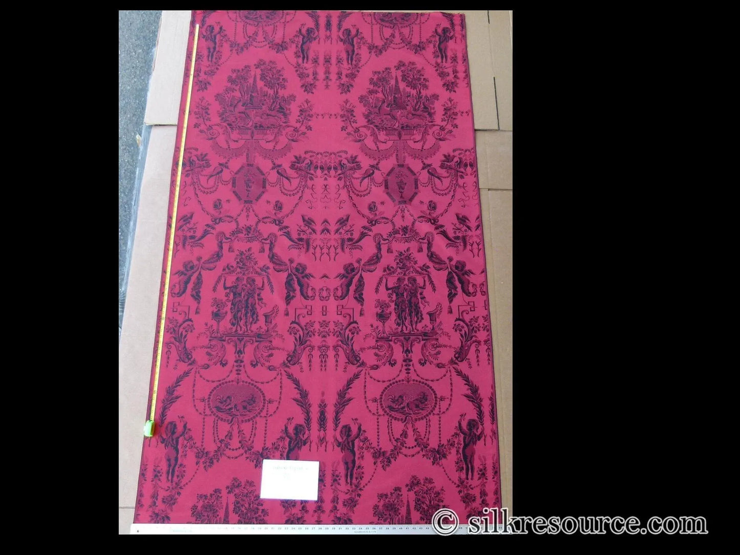 Scalamandre Louis Xvi - Trevira Cs Red &amp; Black  Damask Historic Monticello MSRP USD 1102/Vertical Repeat (76")