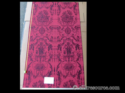 Scalamandre Louis Xvi - Trevira Cs Red &amp; Black  Damask Historic Monticello MSRP USD 1102/Vertical Repeat (76")