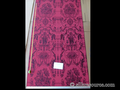 Scalamandre Louis Xvi - Trevira Cs Red &amp; Black  Damask Historic Monticello MSRP USD 1102/Vertical Repeat (76")