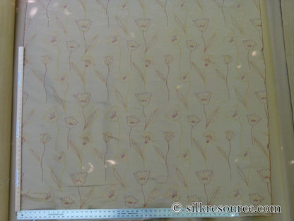 100% Silk Lampas Tulip "Gold" Antique Gold Mod Picasso Modern Abstract Flora Thick MSRP USD 300+/Y