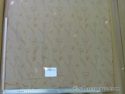 100% Silk Lampas Tulip "Gold" Antique Gold Mod Picasso Modern Abstract Flora Thick MSRP USD 300+/Y