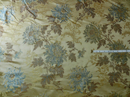 100% Silk Lampas Realistic Stemmed Chrysanthemums “Spa” Gold