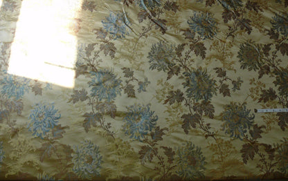 100% Silk Lampas Realistic Stemmed Chrysanthemums “Spa” Gold