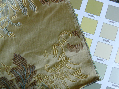 100% Silk Lampas Realistic Stemmed Chrysanthemums “Spa” Gold